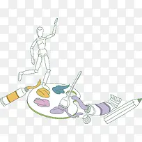 小木偶绘画颜料矢量图-空若网 小木偶绘画颜料矢量图-空若网