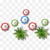 夏天气息一堆沙滩伞-空若网 夏天气息一堆沙滩伞-空若网