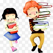手绘搬书籍插画素材-空若网 手绘搬书籍插画素材-空若网