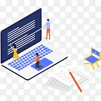 2.5D电脑办公立体插画-空若网 2.5D电脑办公立体插画-空若网