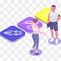 2.5D立体健身房插画-空若网 2.5D立体健身房插画-空若网