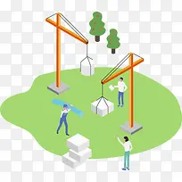 2.5D工程师测量立体插画-空若网 2.5D工程师测量立体插画-空若网