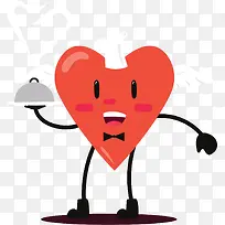矢量图送餐的红色小爱心-空若网 矢量图送餐的红色小爱心-空若网