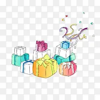 手绘彩色的礼物盒-空若网 手绘彩色的礼物盒-空若网