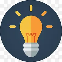 黄色发光灯泡扁平化图标-空若网 黄色发光灯泡扁平化图标-空若网