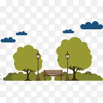 椅子树木游园矢量-空若网 椅子树木游园矢量-空若网