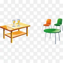 矢量手绘桌子椅子素材-空若网 矢量手绘桌子椅子素材-空若网