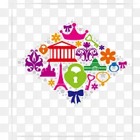 花朵城市元素 三角 扁平化 拼-空若网 花朵城市元素 三角 扁平化 拼-空若网