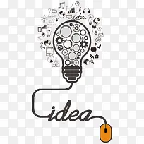 手绘创意灯泡知识图案素材-空若网 手绘创意灯泡知识图案素材-空若网