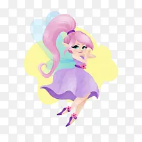 卡通手绘可爱长发翅膀仙女-空若网 卡通手绘可爱长发翅膀仙女-空若网