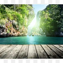 山谷溪涧木质地板海报背景-空若网 山谷溪涧木质地板海报背景-空若网