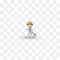 白色维修工小人头戴安全帽-空若网 白色维修工小人头戴安全帽-空若网