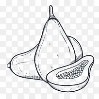 美容水果木瓜素描-空若网 美容水果木瓜素描-空若网