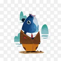 矢量水彩鱼头先生-空若网 矢量水彩鱼头先生-空若网