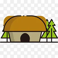 卡通扁平化森林小草屋-空若网 卡通扁平化森林小草屋-空若网