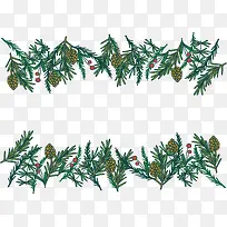 手绘松果树枝边框-空若网 手绘松果树枝边框-空若网