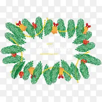 黄色铃铛松树枝圣诞边框-空若网 黄色铃铛松树枝圣诞边框-空若网