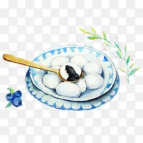蓝色青花瓷汤圆食物-空若网 蓝色青花瓷汤圆食物-空若网