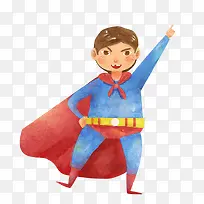 水彩手绘超人小男孩-空若网 水彩手绘超人小男孩-空若网