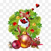 圣诞树和白色爱心信封-空若网 圣诞树和白色爱心信封-空若网