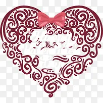 酒红色欧式花纹爱心拼图-空若网 酒红色欧式花纹爱心拼图-空若网