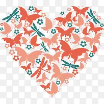 粉色蝴蝶拼图爱心-空若网 粉色蝴蝶拼图爱心-空若网