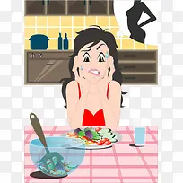 减肥女孩矢量图-空若网 减肥女孩矢量图-空若网