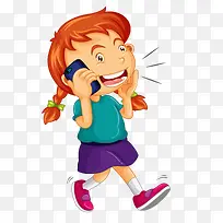 卡通接电话的小女孩-空若网 卡通接电话的小女孩-空若网