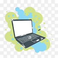 创意泼墨背景与电脑-空若网 创意泼墨背景与电脑-空若网