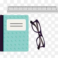 卡通学习用具眼镜笔记本矢量素材-空若网 卡通学习用具眼镜笔记本矢量素材-空若网