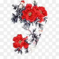 水彩合成红色的海棠花-空若网 水彩合成红色的海棠花-空若网