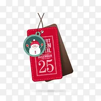 红色圣诞雪人圣诞节吊牌矢量素材-空若网 红色圣诞雪人圣诞节吊牌矢量素材-空若网