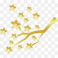 金色树枝花卉免抠素材-空若网 金色树枝花卉免抠素材-空若网