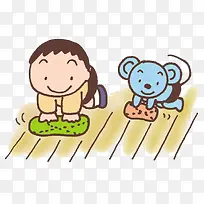 卡通插图跪在地上擦地板-空若网 卡通插图跪在地上擦地板-空若网