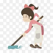 手绘卡通劳动的人擦地板矢量-空若网 手绘卡通劳动的人擦地板矢量-空若网