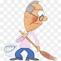 拖地板的老爷爷-空若网 拖地板的老爷爷-空若网