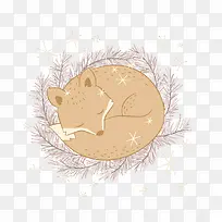 矢量正在冬眠的狐狸-空若网 矢量正在冬眠的狐狸-空若网