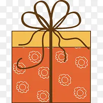 手绘橙色礼物盒蝴蝶结-空若网 手绘橙色礼物盒蝴蝶结-空若网