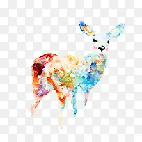 水彩艺术抽象梅花鹿图案-空若网 水彩艺术抽象梅花鹿图案-空若网