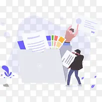 文件夹商务办公插画矢量图-空若网 文件夹商务办公插画矢量图-空若网