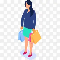 2.5D女性购物人物插画-空若网 2.5D女性购物人物插画-空若网