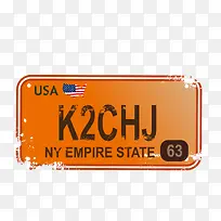 复古橙色车牌矢量图-空若网 复古橙色车牌矢量图-空若网
