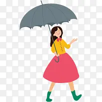 卡通手绘打伞的女孩-空若网 卡通手绘打伞的女孩-空若网