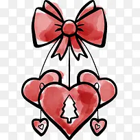 矢量蝴蝶结爱心水彩效果装饰图案-空若网 矢量蝴蝶结爱心水彩效果装饰图案-空若网