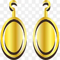 椭圆形对称金色耳环-空若网 椭圆形对称金色耳环-空若网