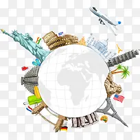 创意地球表面地标建筑素材-空若网 创意地球表面地标建筑素材-空若网