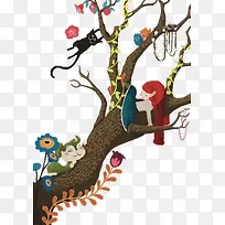 树枝上的女孩-空若网 树枝上的女孩-空若网