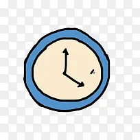 矢量手绘蓝色钟表素材-空若网 矢量手绘蓝色钟表素材-空若网