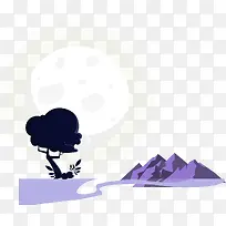 手绘大自然山川河流风景插画-空若网 手绘大自然山川河流风景插画-空若网