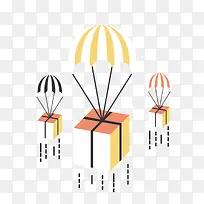 彩色扁平化降落伞元素-空若网 彩色扁平化降落伞元素-空若网